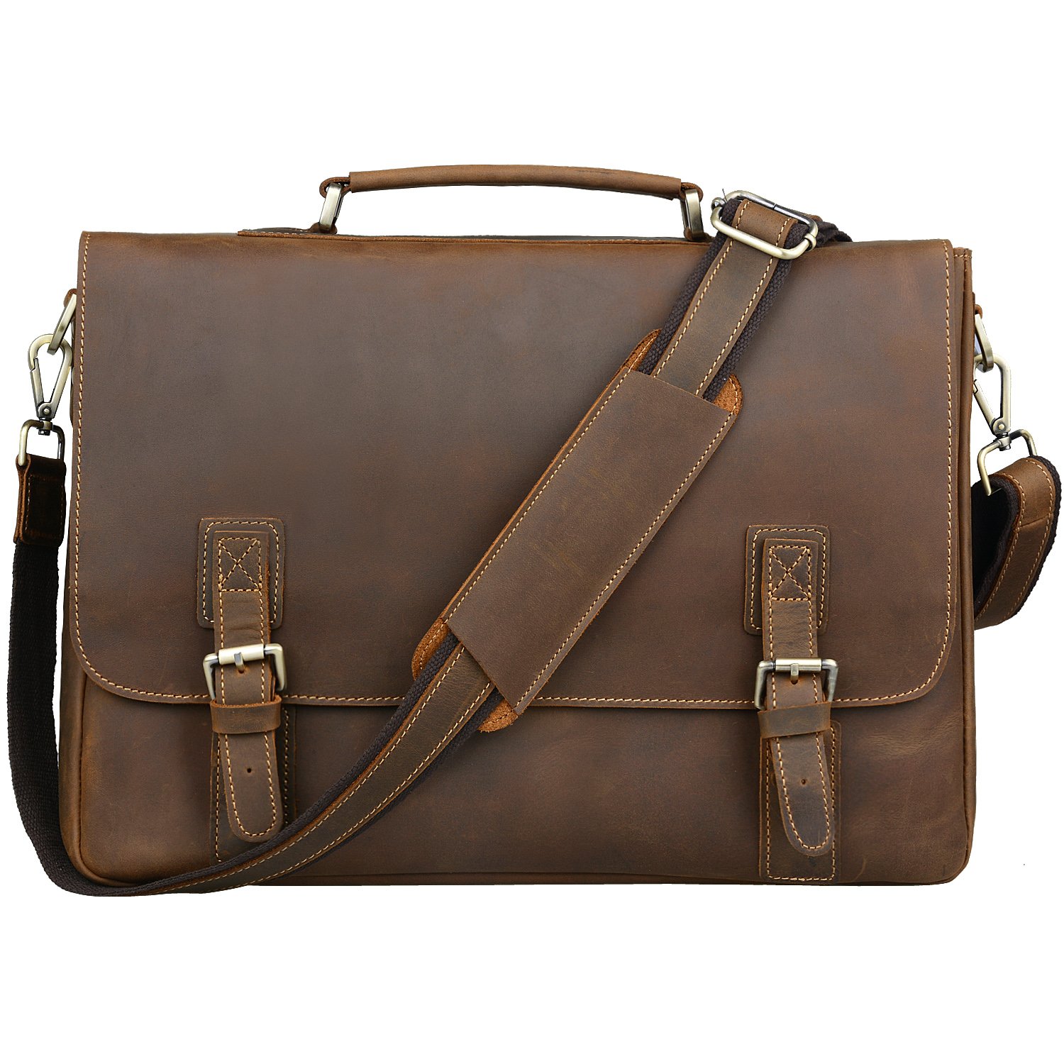 Jack&Chris® Mens Genuine Leather Briefcase Laptop Bag Messenger