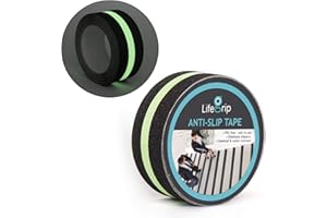 LIFEGRIP STAY ON TRACK LifeGrip Anti Slip Traction Tape with Glow in Dark Green Stripe, 2 Inch x 30 Feet - Best Grip, Friction, Abrasive Adhesive for Stairs, Tread Step, Indoor, Outdoor, Black (2" X 30')