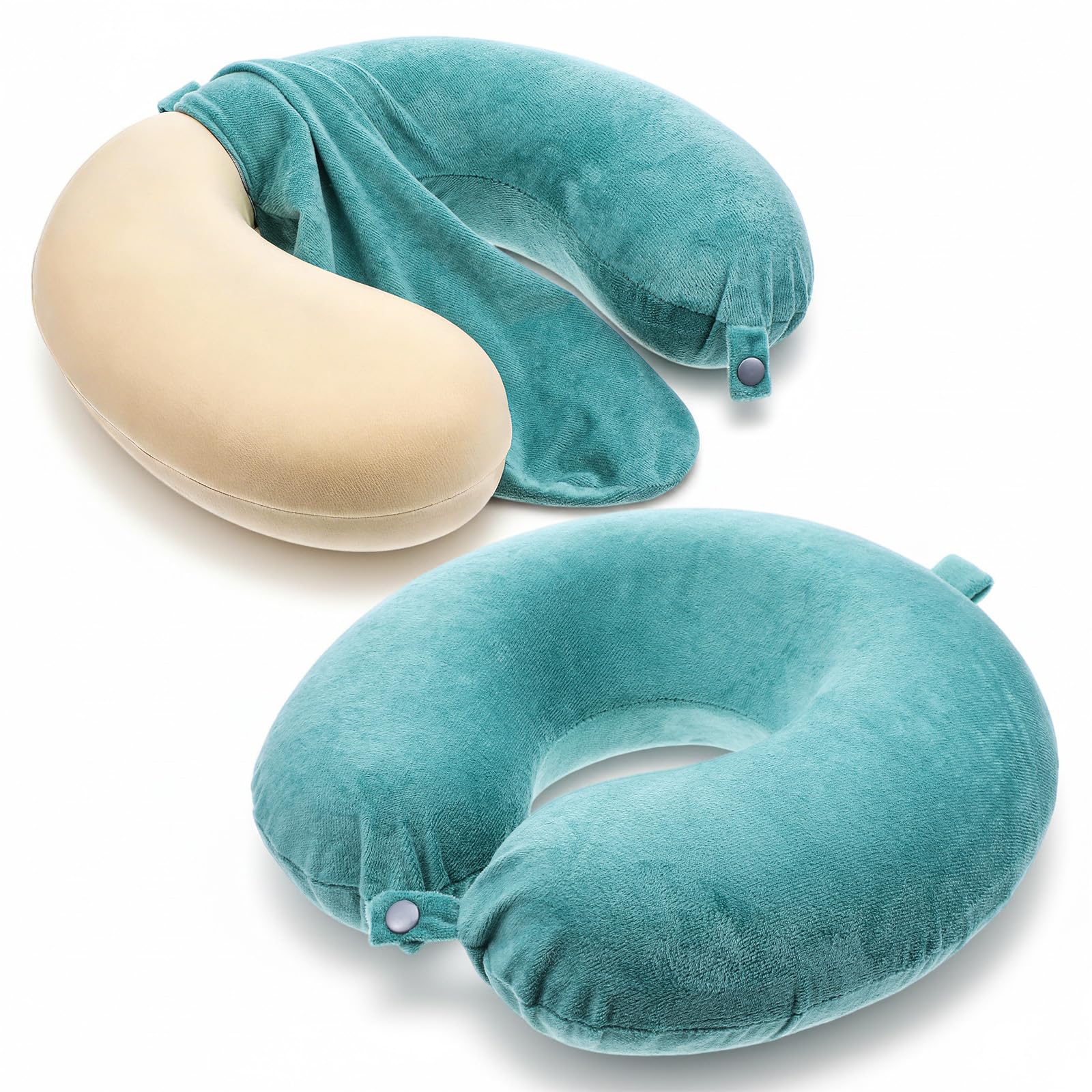 Photo 1 of Xelsluthe 2 Pack Neck Pillow Covers with Zipper, Washable U Shaped Replacement Cover, Reusable Travel Pillow Cover, Soft Smooth Plush Fabric, Universal Fit Airplane Pillows Case