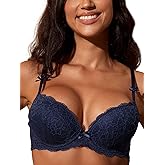 IHOIU Women's Lace Push Up Bra Add 2 Cups Underwire Padded Support Full Coverage Plunge Everyday Lift Bra