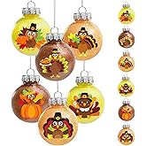 Thanksgiving Decorations Ball Ornaments, 6 Pcs 2.36 Inch Shatterproof Glitter Turkey Thanksgiving Ball Ornaments Hanging Baubles for Tree Fall Harvest Friendsgiving Farmhouse Home Holiday Party Decor