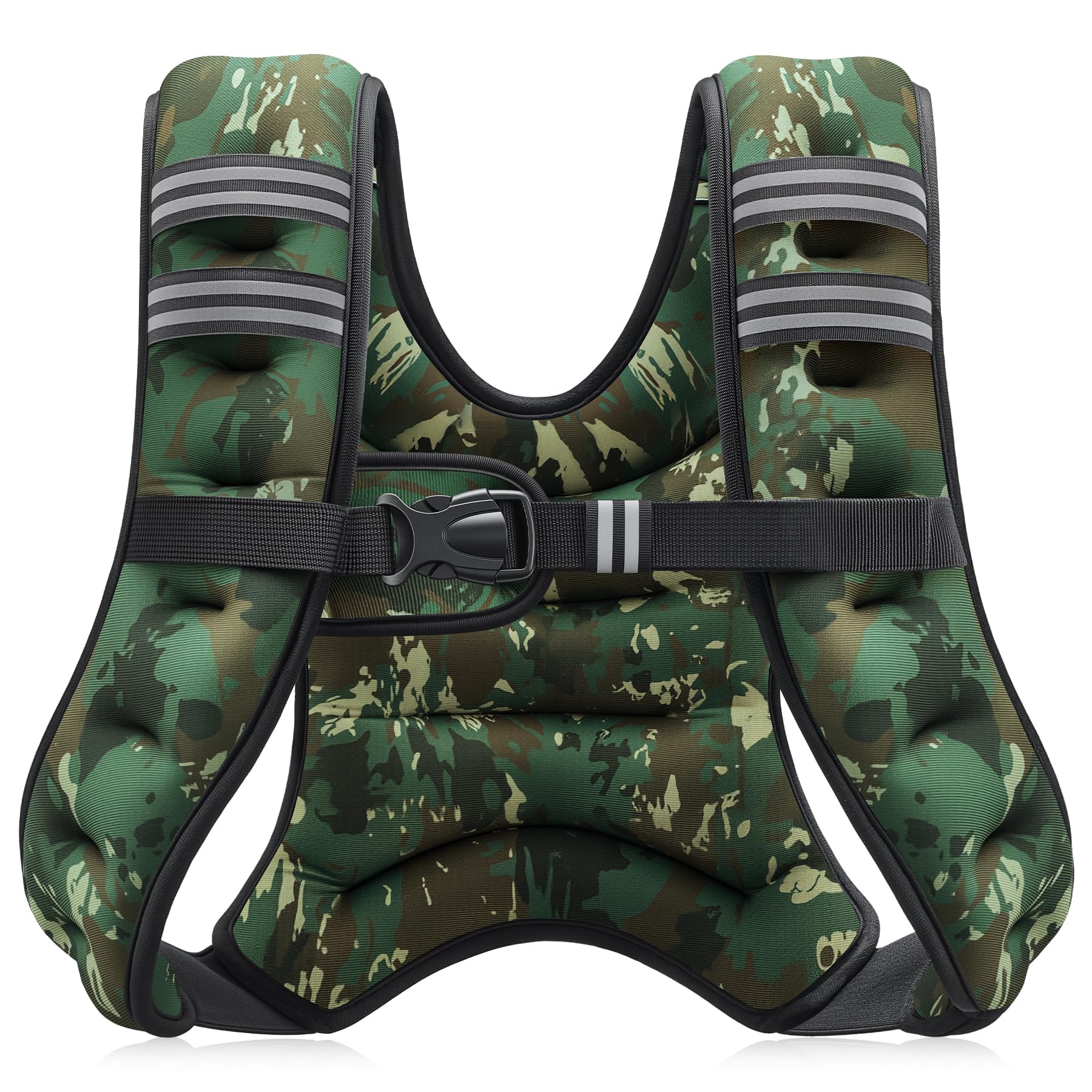 Photo 1 of ZELUS Weighted Vest, 6lb/8lb/12lb/16lb/20lb/25lb/30lb Weight Vest for Men Women with Storage Pocket Reflective Strips for Workout Strength Training Running Muscle Building, Green Camo (6 lb)