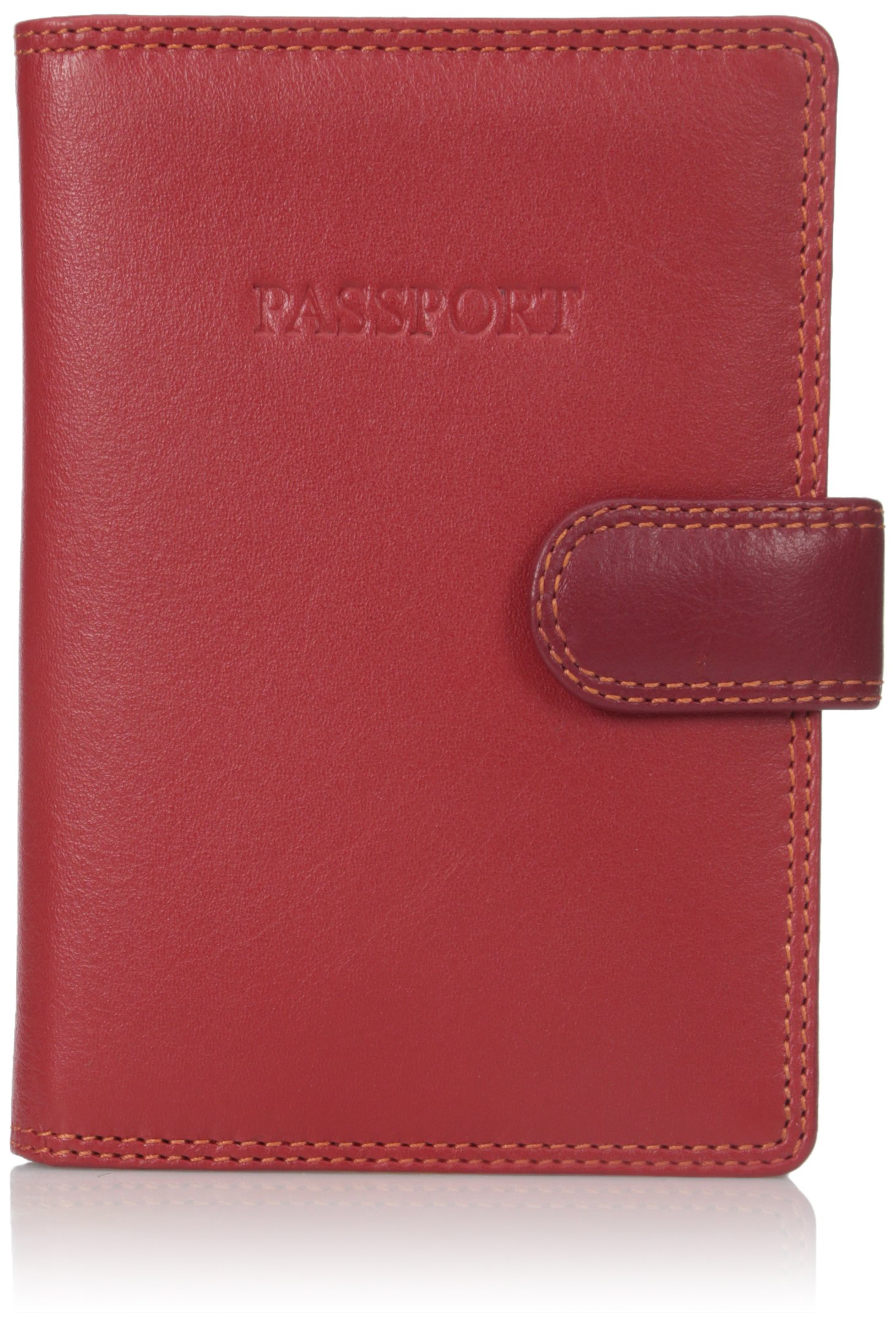 VISCONTI RFID Blocking Leather Passport Wallet, Red Multi, One Size — image 1