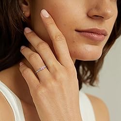 RLMOON Birthstone Ring for Women Non Tarnish Silver