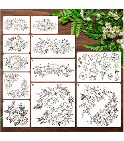 Stencils For Painting On Fabric Giantree 17 Pcs Large Flower Vine ...