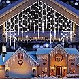 Christmas Icicle Lights, 432 LED 35.4ft 8 Modes Low Voltage Icicle String Lights with 72 Drops, Icicle Fairy Twinkle Lights for Xmas, Eaves, Wedding, Garden, Outdoor, Indoor Decor (Pure White)