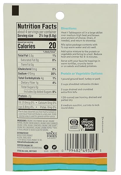 365 BY WHOLE FOODS MARKET, ORGANIC TACO SEASONING, 1 OUNCE