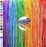 Aisszhao Rainbow Tinsel Curtain Backdrop 2pcs 3.2ft x 6.5ft Foil Decor view 1
