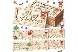 ReliThick 6 Pcs Wooden Christmas Money Holder Xmas Cash Holder Gifts Bulk Christmas Party Favors for College Students Xmas Holiday Party Favors Wood Money Decor