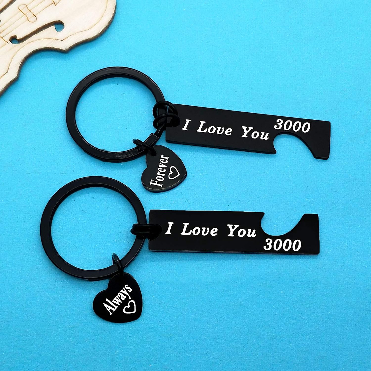 Huwujiu Anniversary Keyring Gifts for Boyfriend Girlfriend I Love You 3000 Keyring for Husband Wife Christmas Birthday Gifts Valentines Day Gifts I Love You Gifts for Couple - Image 4
