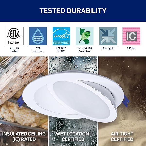 LEVITON 6 IN. ROUND ADJUSTABLE SLIM DOWNLIGHT, 1100 LUMENS, 5 CCT COLOR SELECTABLE 2700K-5000K, DIMMABLE, DAR60-S1W