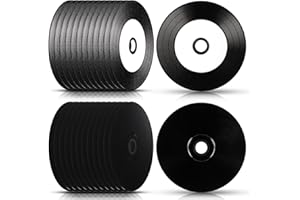 Singhoow 25 Pcs CD-R Blank Discs 700MB 80 Min 52X Vinyl Recordable Disc with White Inkjet Printable Center and Black Recordin