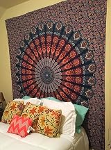 Bless International Indian Bohemian Psychedelic Peacock Mandala Wall Tapestry view 4