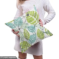 Ambesonne Leaves Fabric by The Yard, Doodle Birds