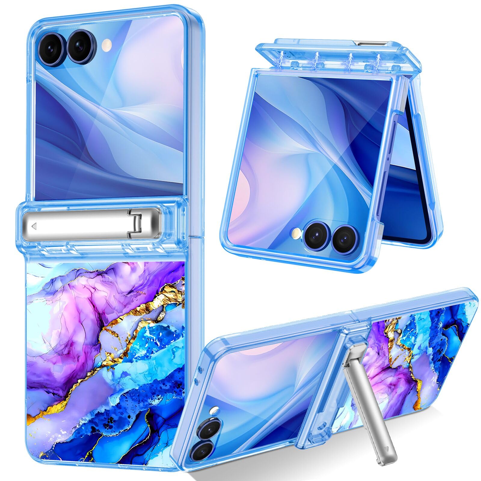 Casetego for Galaxy Z Flip 7 Case Magnetic,[Compatible with MagSafe][Built-in Screen Protector][Kickstand][Hinge Protection]Slim Shockproof Cute Women Girl Case for Samsung Galaxy Z Flip 7,BlueMarble