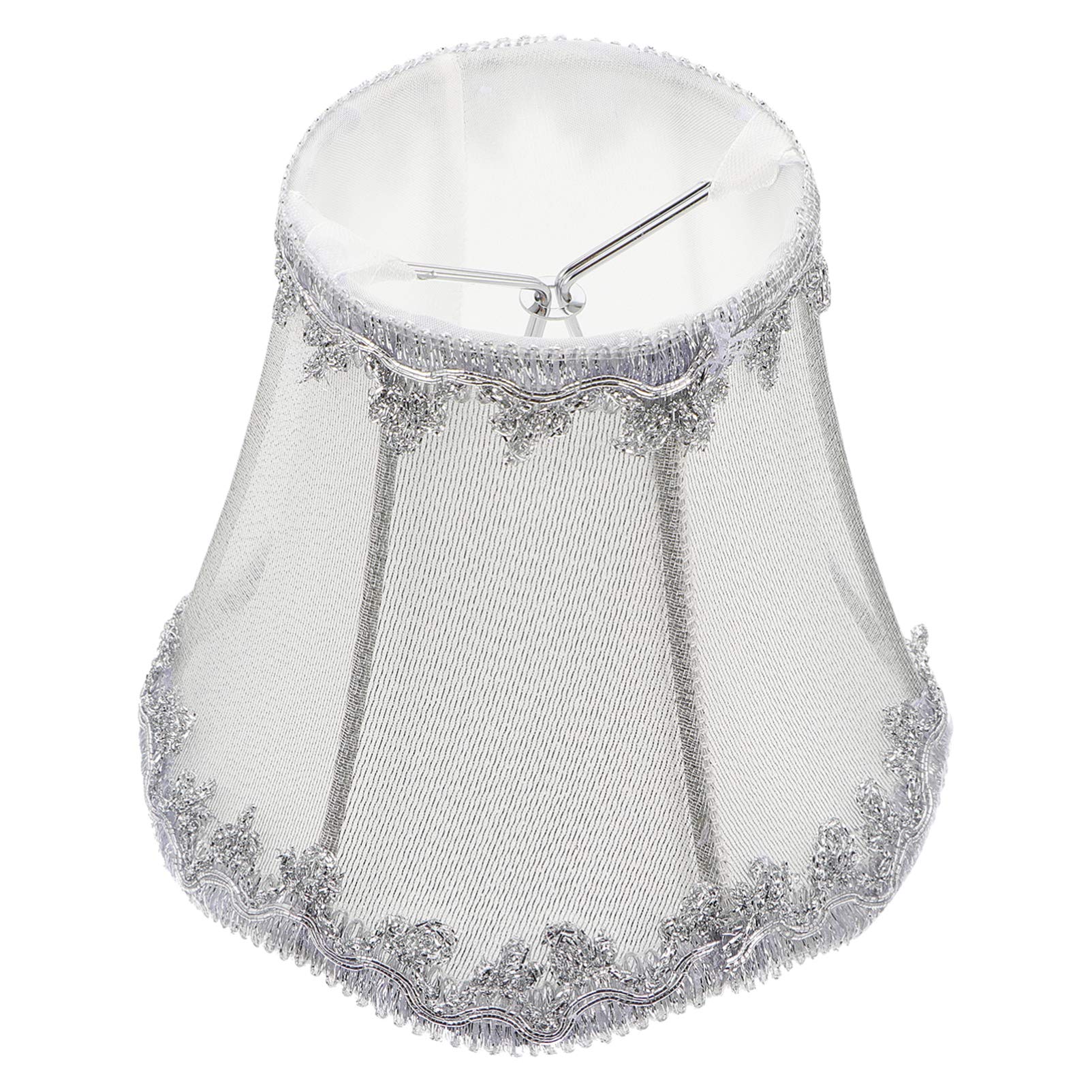 OSALADI Vintage Lamp Shade Fabric Royal Bell Shape Lampshade Replacement Decorative Accessories for Table Floor Wall Light Silver