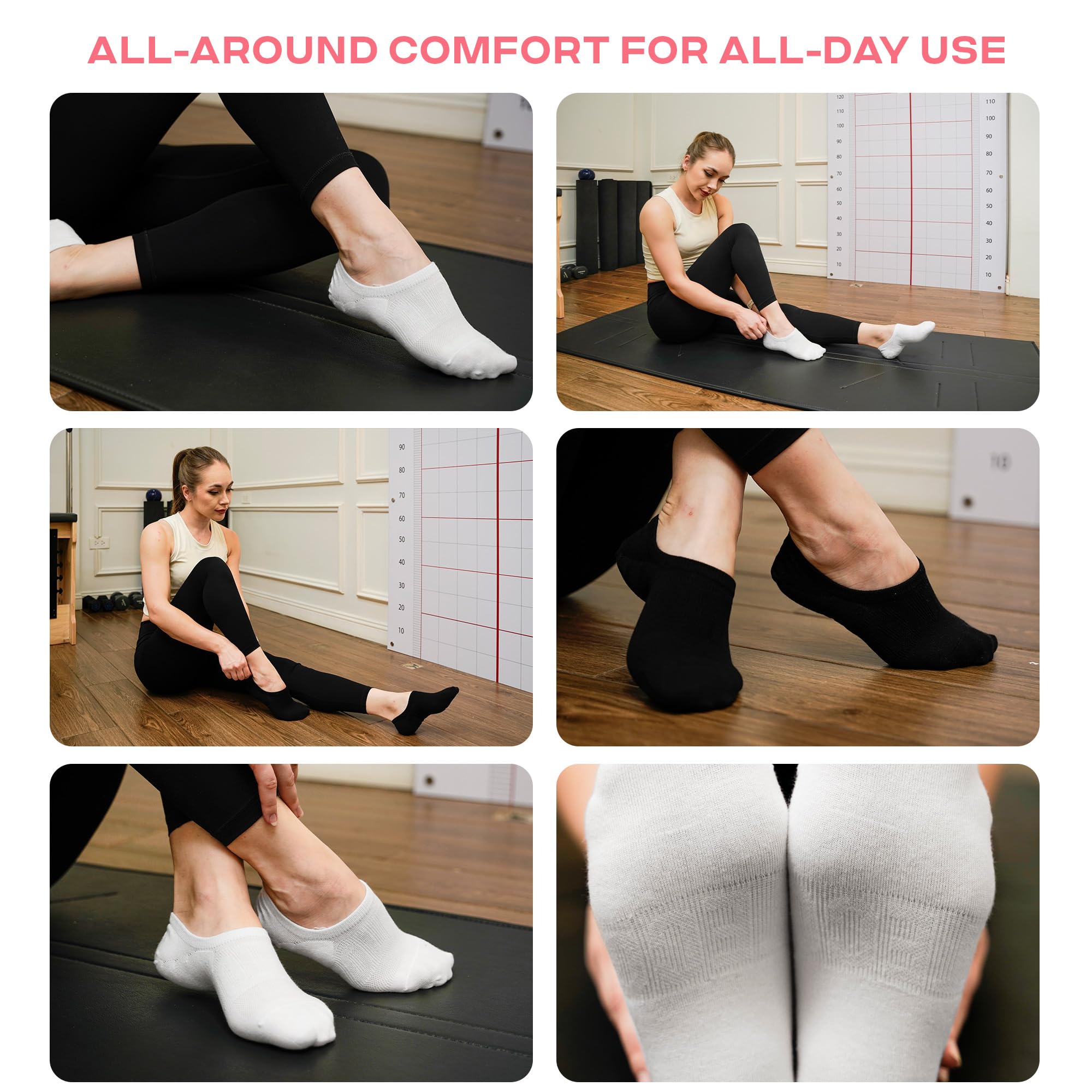 CoolMate Pilates Socks with Grips for Women, Yoga Socks, Crew Non Slip Women for Workout, Barre, Pilates Gifts