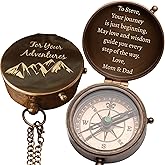 Custom Engraved Compass Gift for Men – Personalized Working Brass Pocket Compass – Vintage Antique Keepsake for Son, Husband, Dad, or Boyfriend – Graduation, Father’s Day, Birthday, Anniversary Gift