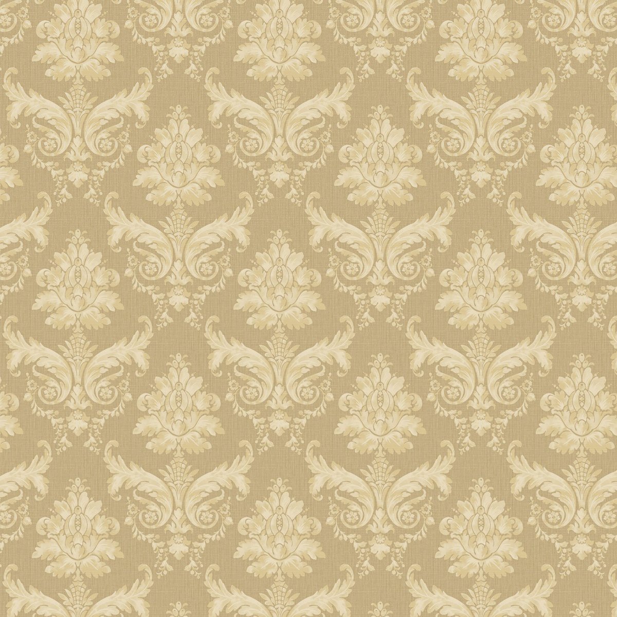 Pack of 5 Dolls House Miniature Cream on Khaki Leaf Damask Wallpaper