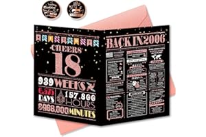 BGTCARDS 18th Birthday Card, 18th Birthday Decorations for Girls, 18th Birthday Gifts for Daughter, Jumbo Birthday Cards for 18 Year Old Granddaughter, Rose Gold