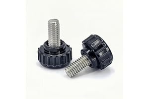DMDZ HEYDAY M6x12mm 304 Stainless Steel Threaded Knurled Thumbscrew Screw on Knobs Grips Black Round Clamping Screw, Black(20 Pcs)