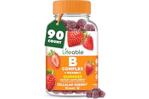 Lifeable Vitamin B Complex Gummies for Adults | with Vitamin C | Great Tasting Vitamin B Gummies | for Energy and Nerve System | Vegan B Complex Vitamins for Women, Men | 90 Gummies