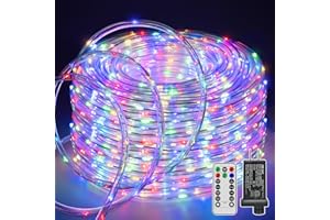 shineshine 50ft Rope Lights Indoor, 300LED String Lights Outdoor Waterproof 8 Modes Clear Tube Lights for Outside (Multicolor, White, HG-29V327