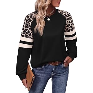 WIHOLL Sweatshirts for Women Crewneck Long Sleeve Loose Fit Tops Color Block Fashion 2026