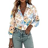 Zeagoo Womens Button Down Shirts Lantern Long Sleeve Blouse Business Casual Work Tops Floral Printed Outfits