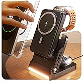 Foldable Charging Station for Samsung,5 in 1 Magnetic Wireless Charger 10000mAh Detachable Portable Power Bank Nightstand Compatible for Galaxy S25 Edge/Z Fold/Flip 7/S25/S24/S23,Galaxy Watch8,Bud