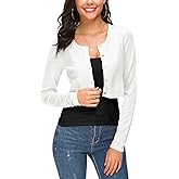 EXCHIC Women's Cropped Knit Cardigan Sweater Long Sleeve Button Down Open Front Bolero Shrug for Spring and Fall