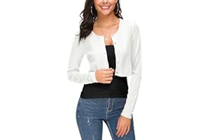 EXCHIC Women's Cropped Bolero Cardigan Button Down O-Neck Knitted Sweaters Coat
