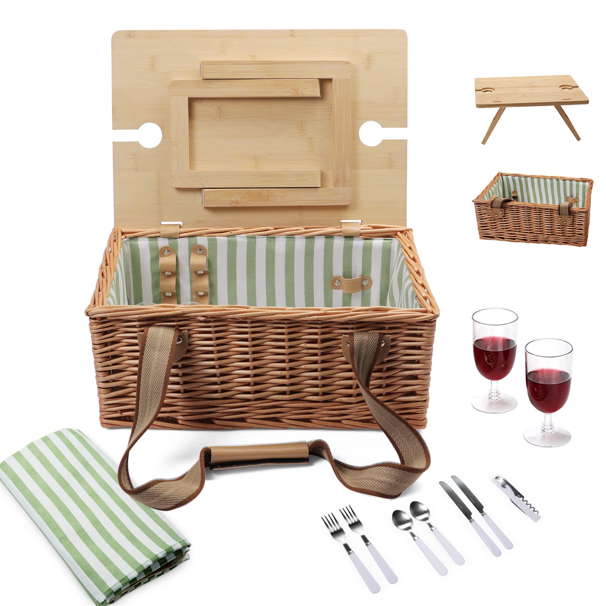 Mua Wicker Picnic Basket Set for 2 Persons with Detachable Folding ...