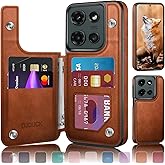 DJDUCK Designed for Moto G 5G 2025 Case Wallet with Card Holder, [Magnetic Clasp Cover] [RFID Blocking Leather Protection] Shockproof Women Men Cases for Moto G 5G 2025 Light Brown