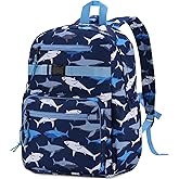 Kids Backpack for Boys Ages 5-10 | 16-Inch Shark Elementary School Bookbag | Water Resistant & Lightweight for Travel