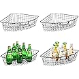 Leeden Lazy Susan Wire Storage Organizer Basket with Handle-Metal Cabinet Storage Bins -Kitchen Cabinet Organizer-1/4 Wedge Can Organizer Black (for 24" Lazy Susan, 4 Pack)