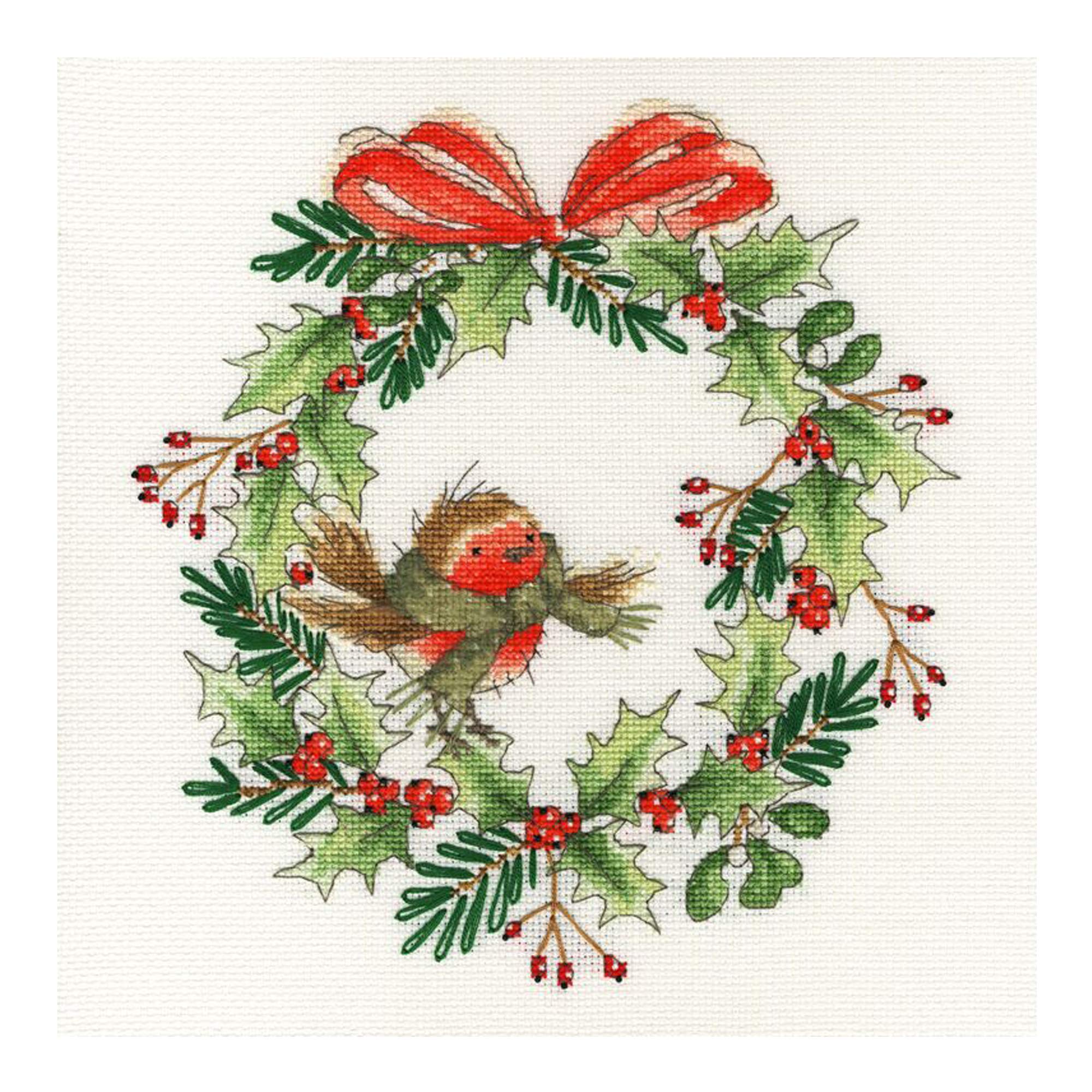 Bothy Threads Cross Stitch Kit - Robin Wreath