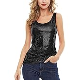 Women's Sleeveless Glitter Sequin Tank Tops Shimmer Vest Tops Glitter Camisole for Women Girl