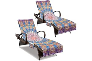 NISDOING Lounge Chair Towel Cover, Beach Chair Cover (Pack of 2), Pool Lounge Chair Covers for Outdoor,Garden, Beach,Sun Lounger,Hotel Pool,Large Size and No Sliding, 85" X 30", (Mandala Purple)