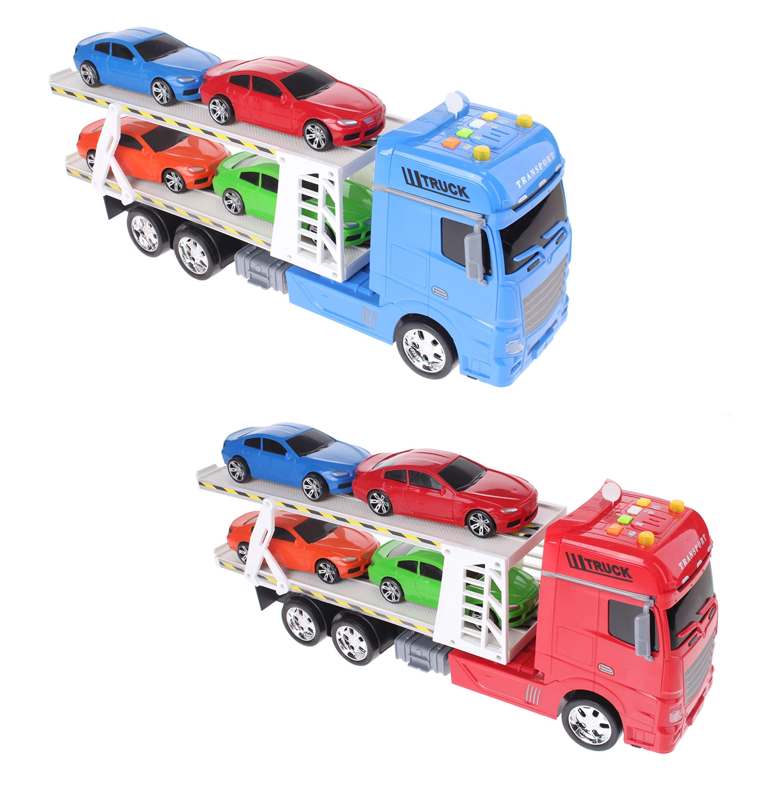 UMKYTOYS Car Trasporter Truck With 4 Cars With Light And Sound For Kids Boys Toys For Kids