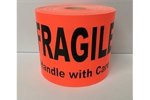 LABELS AND MORE INC. 1 Roll Large 4x6 Bright Red Fragile Handle with Care Special Handling Shipping Pallet Stickers 250 Labels per roll
