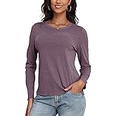 COCOMARTS Womens Long Sleeve Crewneck Knit Basic Tops Loose Casual Shirt 2025 Fall Winter Outdoor Thermal Undershirts