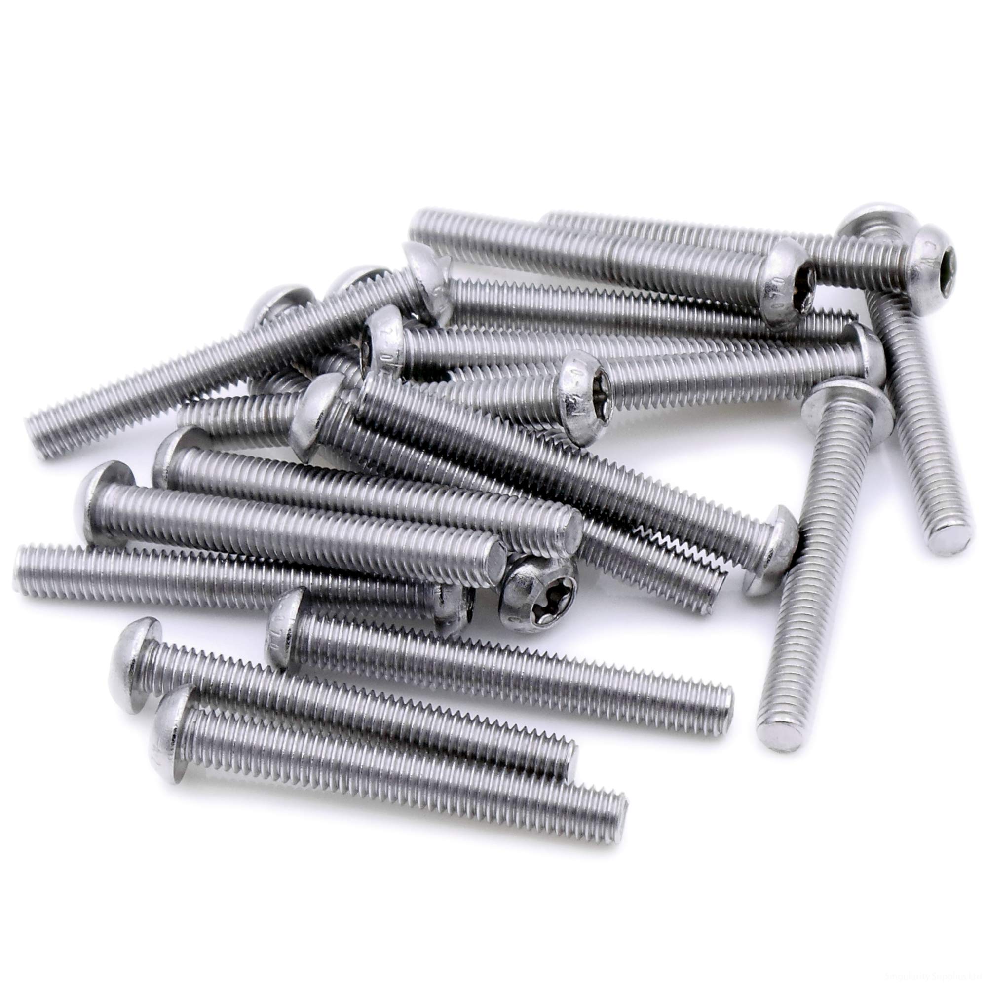M5 (5mm x 18mm) TX Socket Button Machine Screw (Bolt) - Stainless Steel (A2) (Pack of 20)