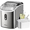 Nugget Ice Maker Countertop, Silonn Chewable Pellet Ice Machine with Self-Cleanin Function, 33lbs/24H Portable Ice Makers for Home Kitchen Officce, Stainless Steel