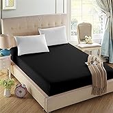 4U'LIFE Single Fitted Sheet, Prime 1800 Series, Ultra Soft & Comfortable, Double Brushed Microfiber (Black, Twin)