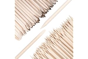 fiezkaa 200 Pcs Orange Wooden Sticks for Nails, 4.5 Inch Double Sided Wood Cuticle Pusher Tool Disposable Orangewood Nail Stick, Bamboo Manicure Stick