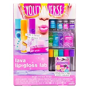 Youniverse Create Your Own Lava Lip Gloss Lab Craft Kit by Horizon Group USA, DIY 5 Lip Glosses, Mix & Create Compounds for Cosmetics, Assorted