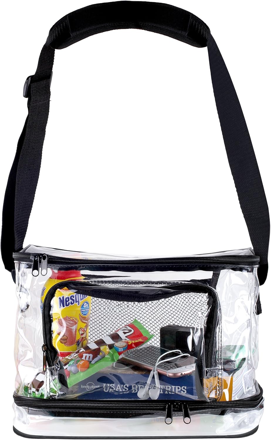 Deluxe Clear Lunch Bag Extra Large Tote With Adjustable