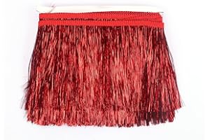 YYCRAFT 6" Wide Tinsel Fringe Tinsel Trim Tinsel Garland Dance Costume Fringe Trimming Shiny Foil Effect Party Decor(10 Yards,Red)