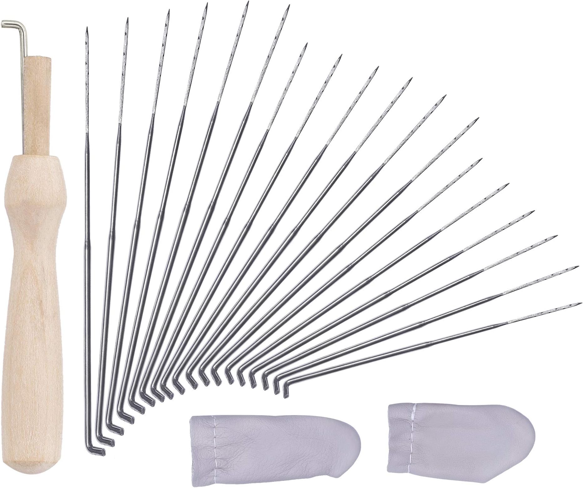 61 Pcs Felt Needle Tool Felting Starter Kit,Needle Felting Tool Kit Felting Needles of 3 Sizes + 1 Pc Handle Wood Felt Tool for DIY Toys Home Sewing Tools
